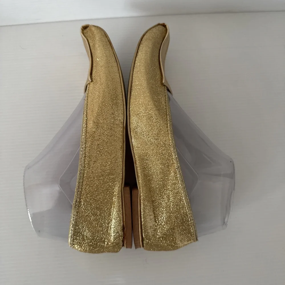 Vintage Rare Bertlyn New York Folding Gold‎ Flats Shoes Size 6 Sparkly 1960s